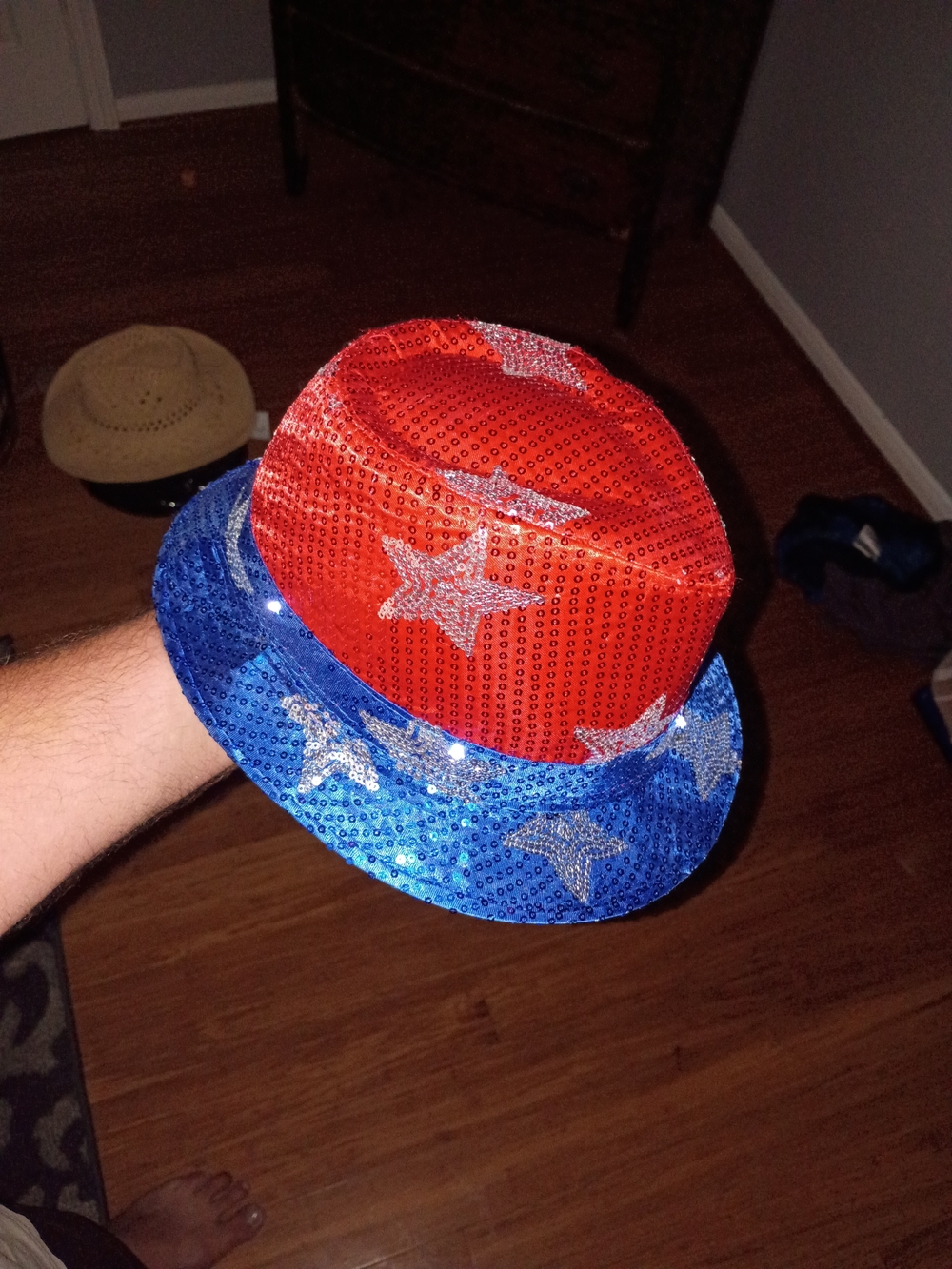 Red & Blue Sequin Star Fedora
